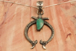 Genuine Royston Turquoise Sterling Silver Native American  Pendant